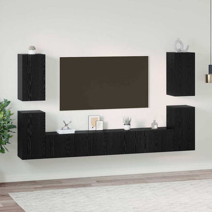 TV-Möbel-Set 7 pcs Schwarze Eiche 60 x 30 x 30 cm Holzwerkstoff