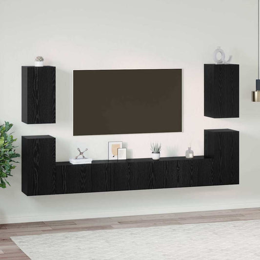 TV-Möbel-Set 7 pcs Schwarze Eiche 60 x 30 x 30 cm Holzwerkstoff