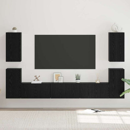 TV-Möbel-Set 7 pcs Schwarze Eiche 60 x 30 x 30 cm Holzwerkstoff
