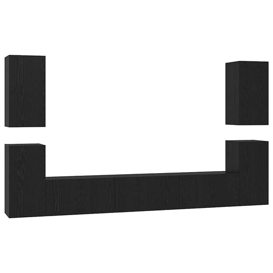 TV-Möbel-Set 7 pcs Schwarze Eiche 60 x 30 x 30 cm Holzwerkstoff