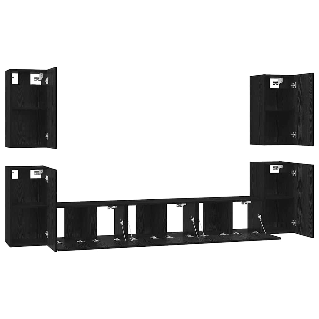 TV-Möbel-Set 7 pcs Schwarze Eiche 60 x 30 x 30 cm Holzwerkstoff