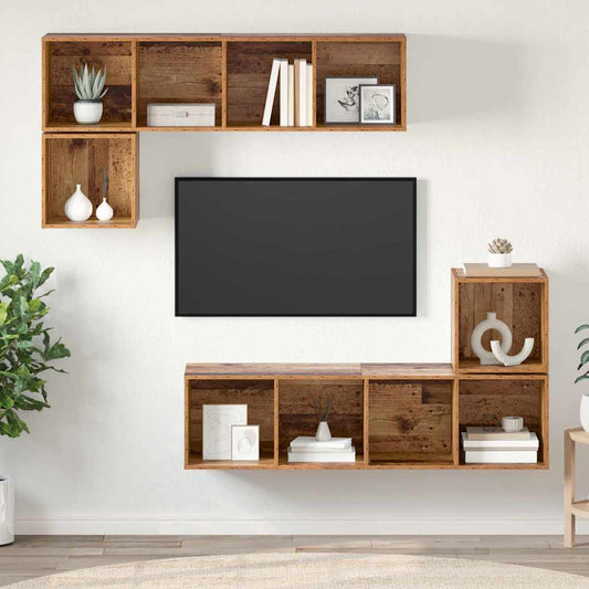 TV-Möbel-Set 4 pcs Altholz 37 x 37 x 142,5 cm Holzwerkstoff
