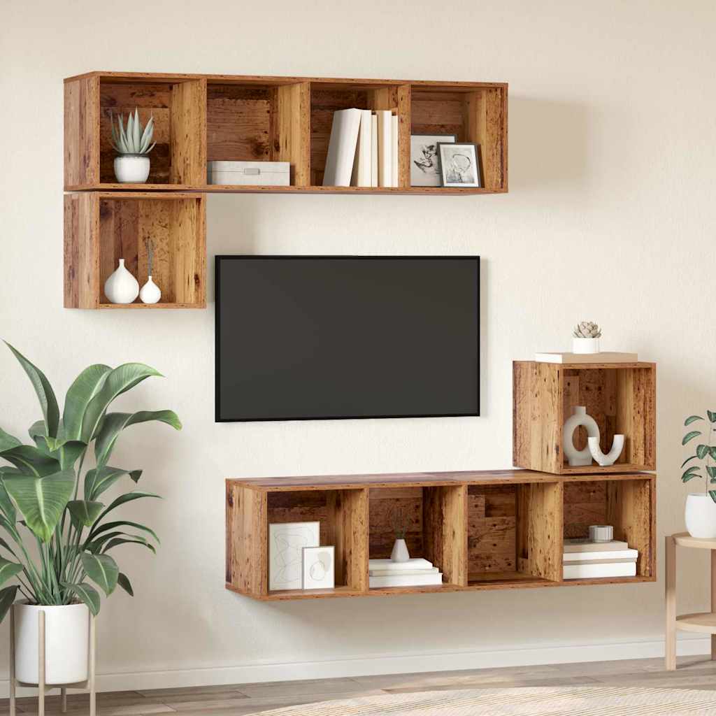 TV-Möbel-Set 4 pcs Altholz 37 x 37 x 142,5 cm Holzwerkstoff