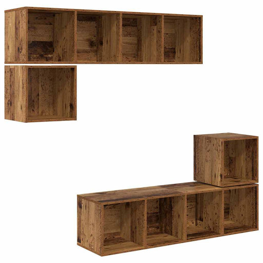 TV-Möbel-Set 4 pcs Altholz 37 x 37 x 142,5 cm Holzwerkstoff