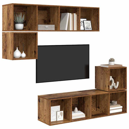 TV-Möbel-Set 4 pcs Altholz 37 x 37 x 142,5 cm Holzwerkstoff