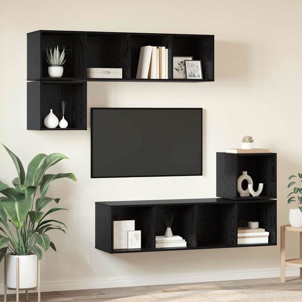 TV-Möbel-Set 4 pcs Schwarze Eiche 37 x 37 x 142,5 cm