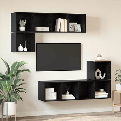 TV-Möbel-Set 4 pcs Schwarze Eiche 37 x 37 x 142,5 cm