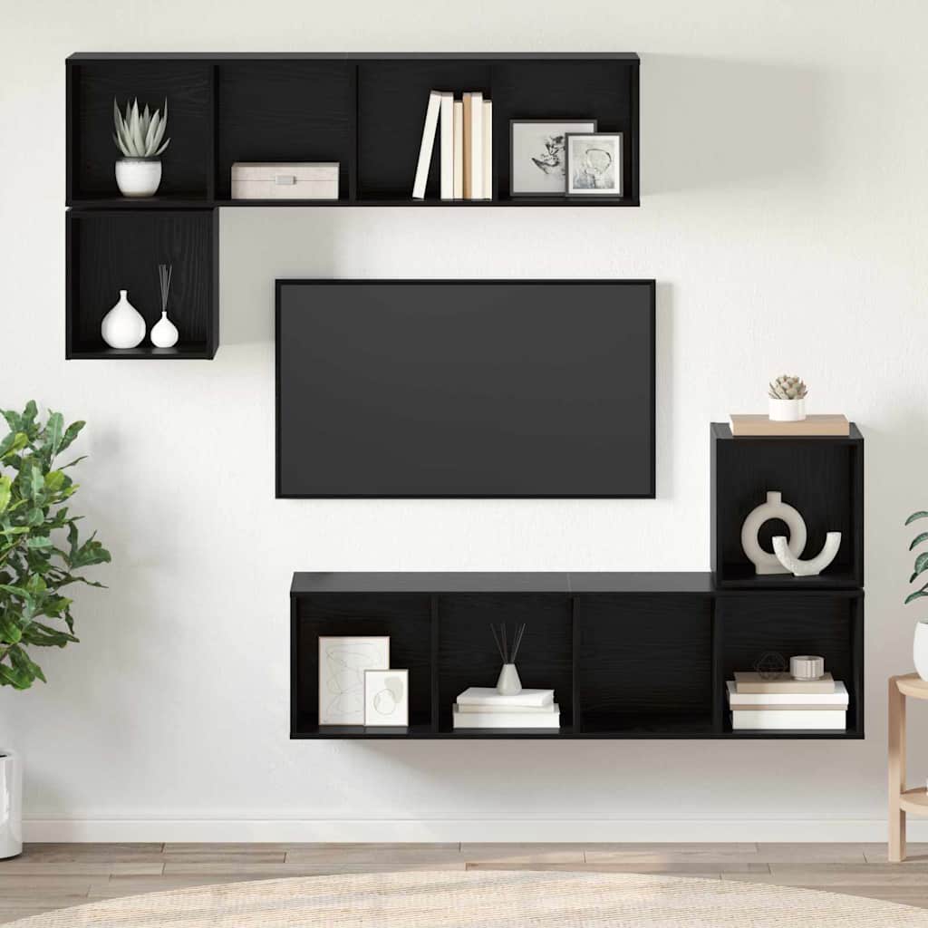 TV-Möbel-Set 4 pcs Schwarze Eiche 37 x 37 x 142,5 cm