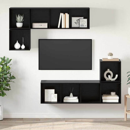 TV-Möbel-Set 4 pcs Schwarze Eiche 37 x 37 x 142,5 cm