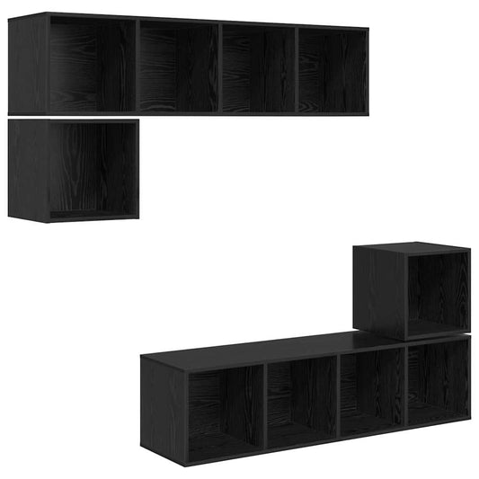 TV-Möbel-Set 4 pcs Schwarze Eiche 37 x 37 x 142,5 cm