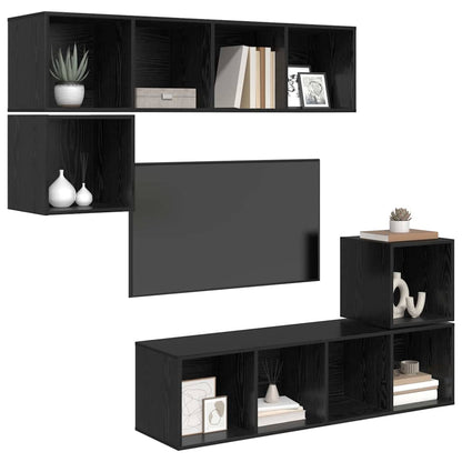 TV-Möbel-Set 4 pcs Schwarze Eiche 37 x 37 x 142,5 cm