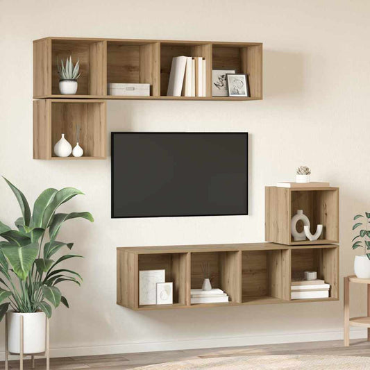 TV-Möbel-Set 4 pcs Eiche handwerklich 37 x 37 x 142,5 cm