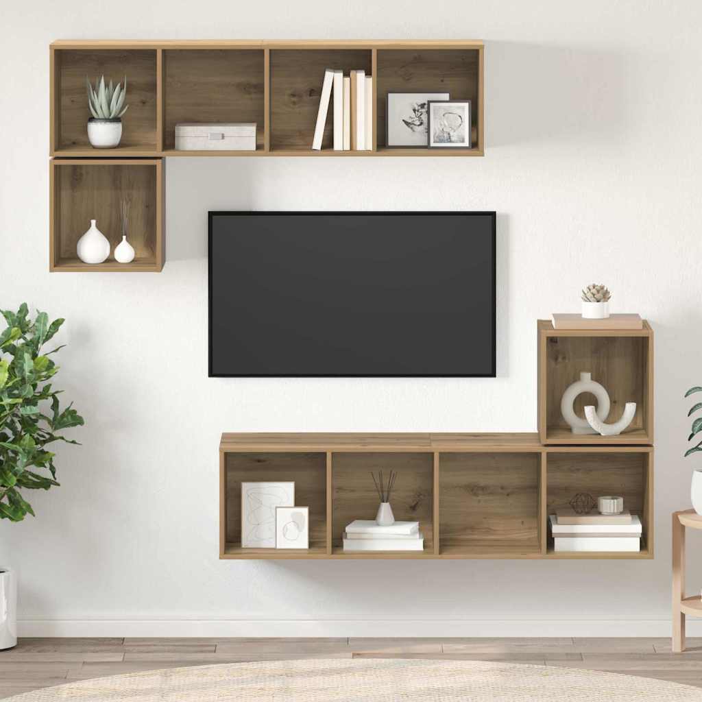 TV-Möbel-Set 4 pcs Eiche handwerklich 37 x 37 x 142,5 cm