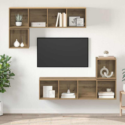 TV-Möbel-Set 4 pcs Eiche handwerklich 37 x 37 x 142,5 cm