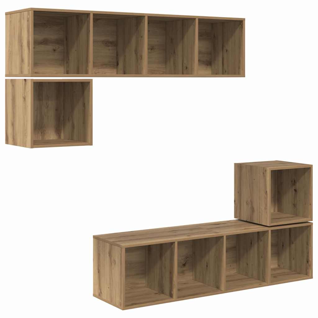 TV-Möbel-Set 4 pcs Eiche handwerklich 37 x 37 x 142,5 cm