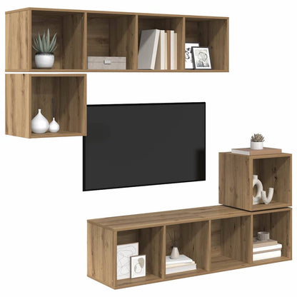 TV-Möbel-Set 4 pcs Eiche handwerklich 37 x 37 x 142,5 cm