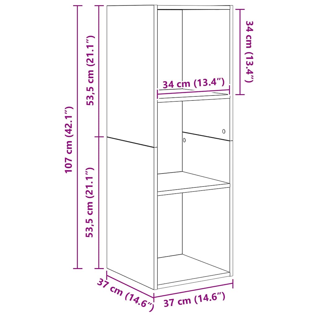 TV-Schrank Set 3 pcs Altholz 37 x 37 x 142,5 cm Holzwerkstoff