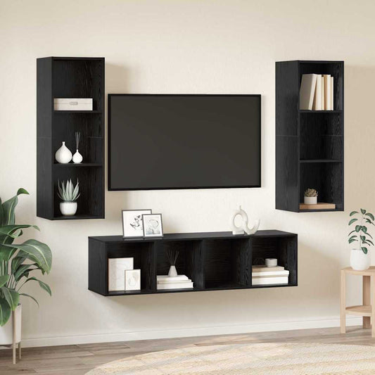 TV-Schrank Set 3 pcs Schwarze Eiche 37 x 37 x 142,5 cm