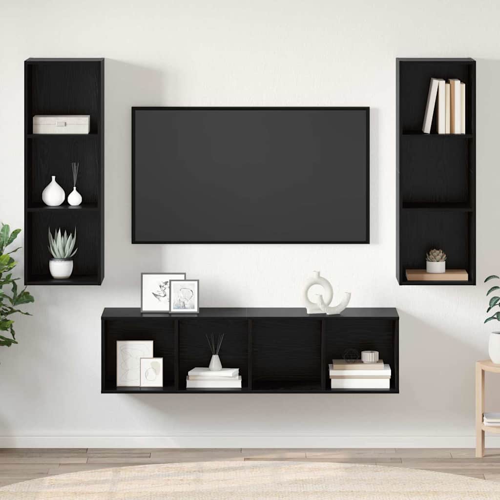 TV-Schrank Set 3 pcs Schwarze Eiche 37 x 37 x 142,5 cm