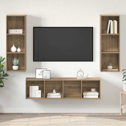 TV-Schrank Set 3 pcs Eiche handwerklich 37 x 37 x 142,5 cm