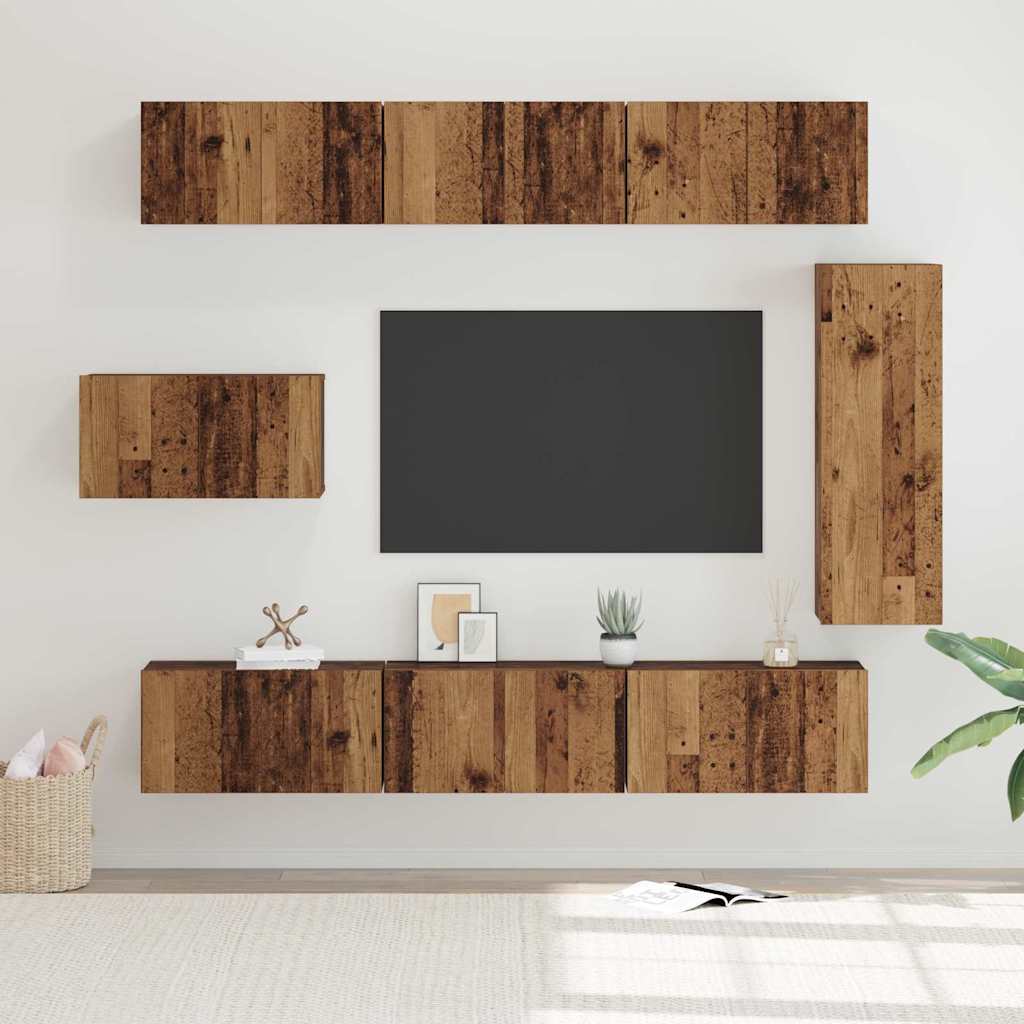 TV-Möbel-Set 8 pcs Altholz 30,5 x 30 x 90 cm Holzwerkstoff
