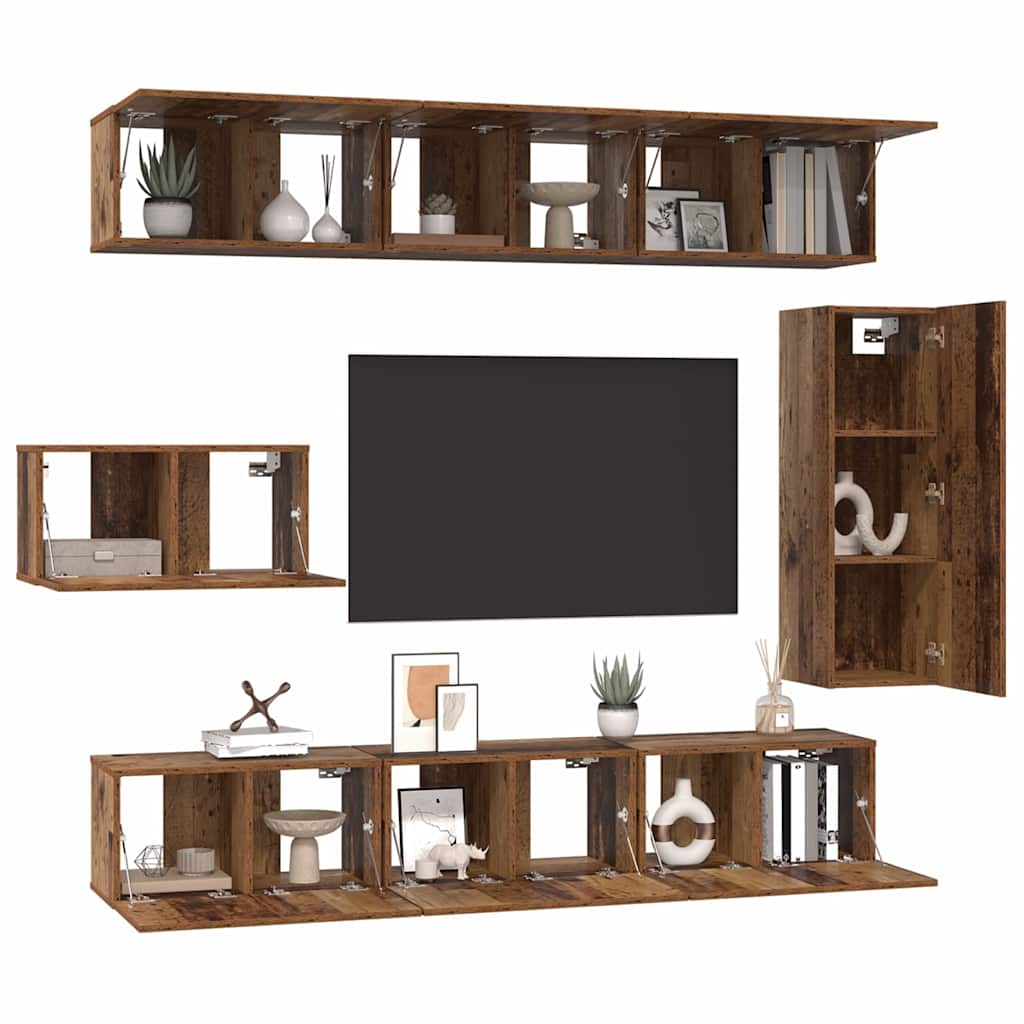 TV-Möbel-Set 8 pcs Altholz 30,5 x 30 x 90 cm Holzwerkstoff