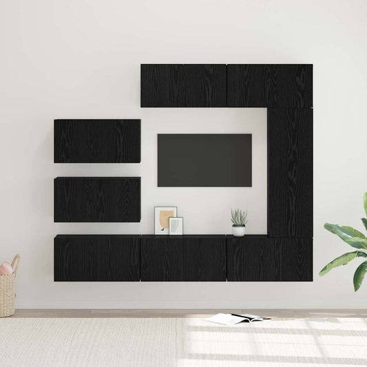 TV-Möbel-Set 8 pcs Schwarze Eiche 30,5 x 30 x 90 cm