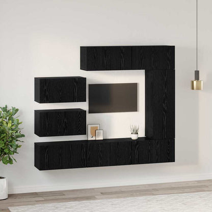 TV-Möbel-Set 8 pcs Schwarze Eiche 30,5 x 30 x 90 cm