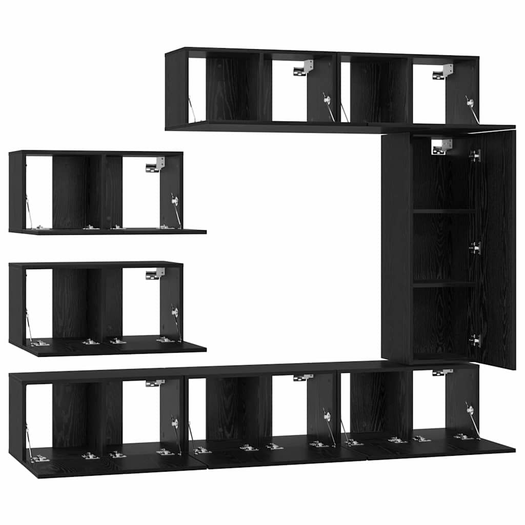 TV-Möbel-Set 8 pcs Schwarze Eiche 30,5 x 30 x 90 cm