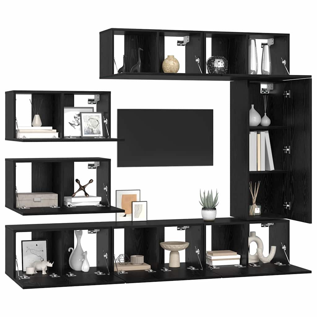TV-Möbel-Set 8 pcs Schwarze Eiche 30,5 x 30 x 90 cm