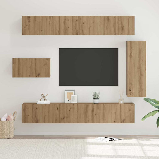 TV-Möbel-Set 8 pcs Eiche handwerklich 30,5 x 30 x 90 cm