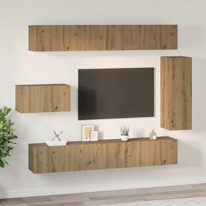 TV-Möbel-Set 8 pcs Eiche handwerklich 30,5 x 30 x 90 cm