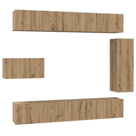 TV-Möbel-Set 8 pcs Eiche handwerklich 30,5 x 30 x 90 cm