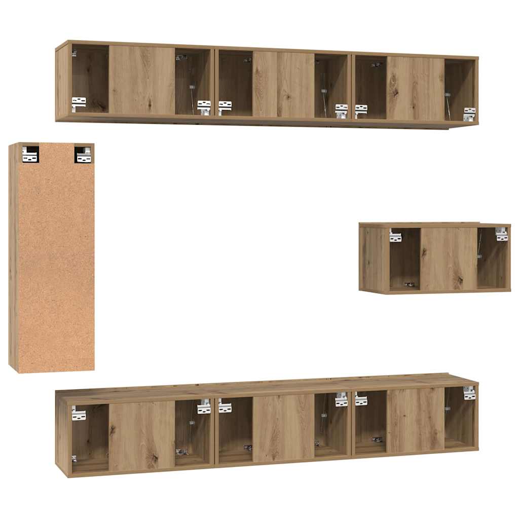 TV-Möbel-Set 8 pcs Eiche handwerklich 30,5 x 30 x 90 cm