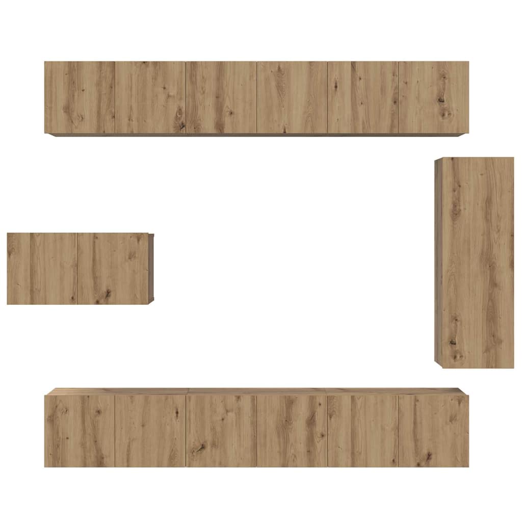 TV-Möbel-Set 8 pcs Eiche handwerklich 30,5 x 30 x 90 cm