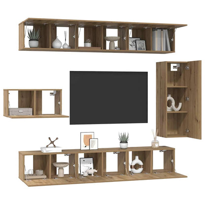 TV-Möbel-Set 8 pcs Eiche handwerklich 30,5 x 30 x 90 cm