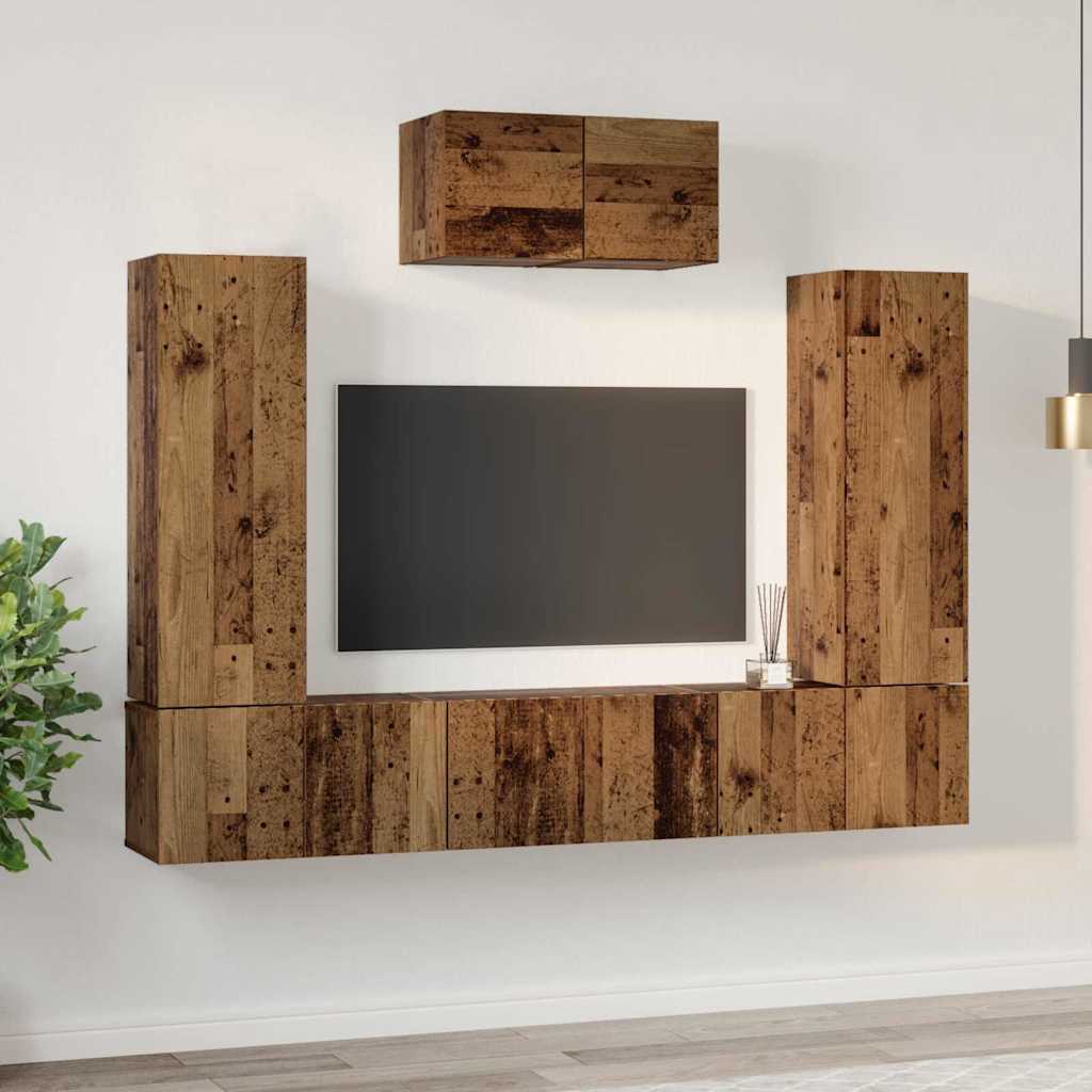 TV-Möbel-Set 7 pcs Altholz 180 x 30 x 120 cm Holzwerkstoff