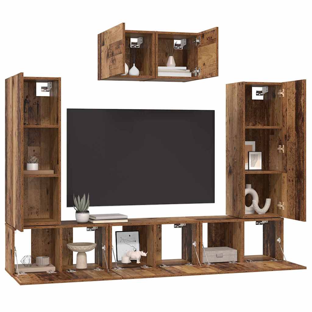 TV-Möbel-Set 7 pcs Altholz 180 x 30 x 120 cm Holzwerkstoff