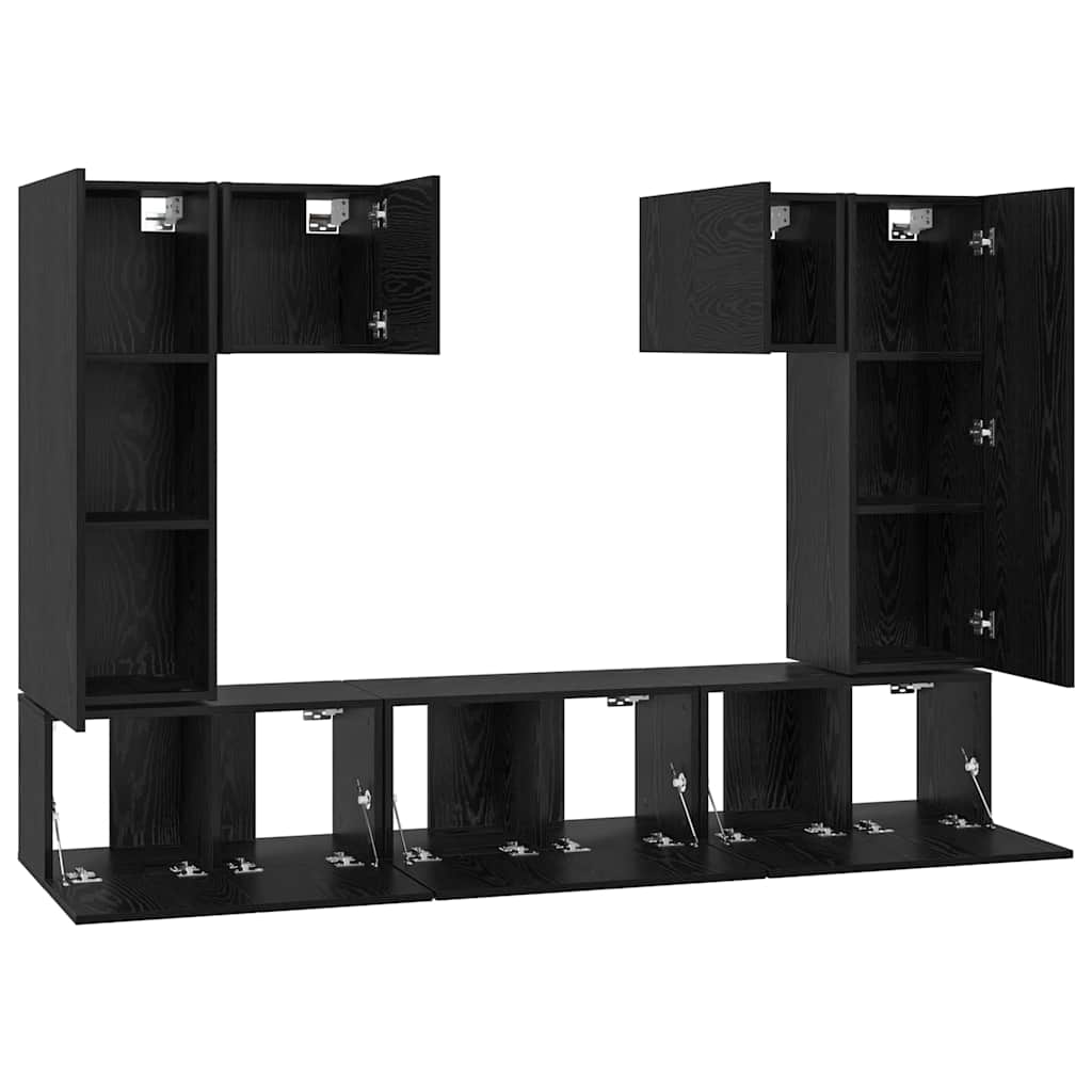 TV-Möbel-Set 7 pcs Schwarze Eiche 180 x 30 x 120 cm