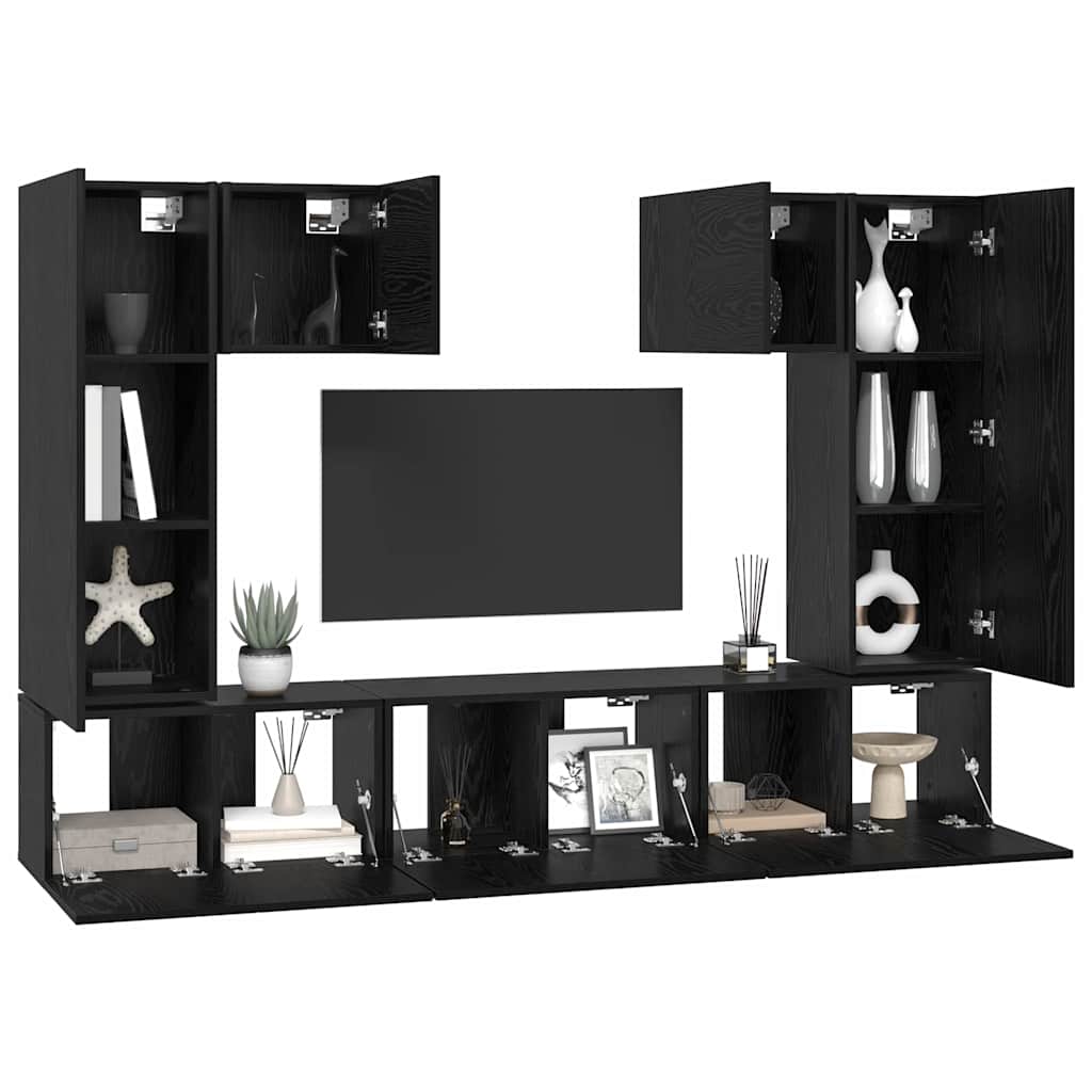 TV-Möbel-Set 7 pcs Schwarze Eiche 180 x 30 x 120 cm