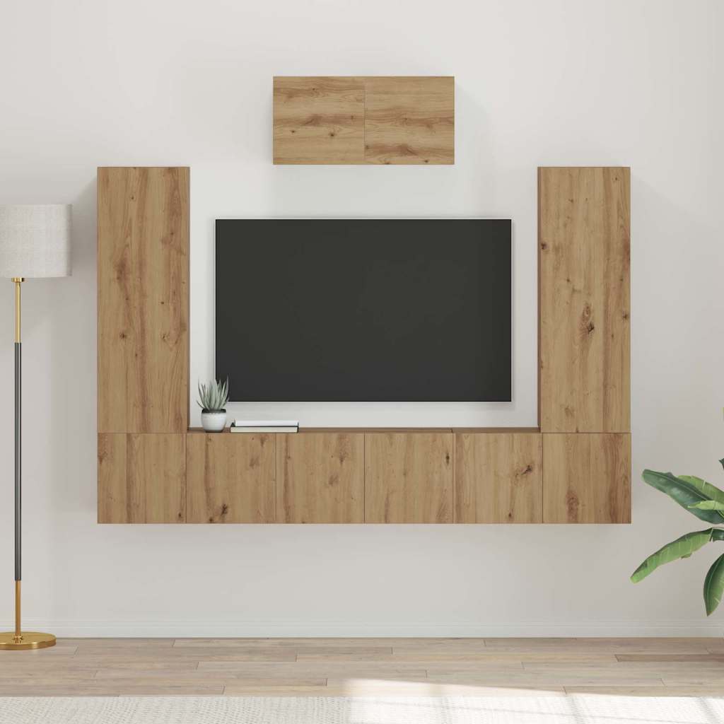 TV-Möbel-Set 7 pcs Eiche handwerklich 180 x 30 x 120 cm