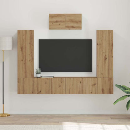 TV-Möbel-Set 7 pcs Eiche handwerklich 180 x 30 x 120 cm