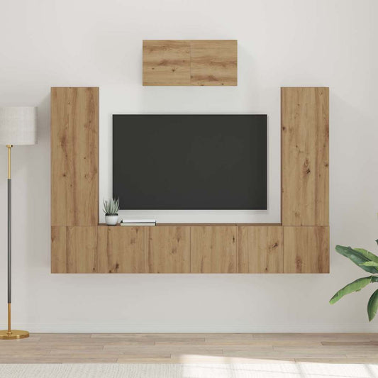 TV-Möbel-Set 7 pcs Eiche handwerklich 180 x 30 x 120 cm