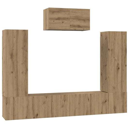 TV-Möbel-Set 7 pcs Eiche handwerklich 180 x 30 x 120 cm