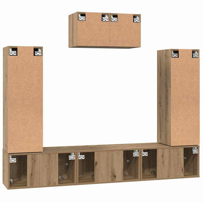 TV-Möbel-Set 7 pcs Eiche handwerklich 180 x 30 x 120 cm