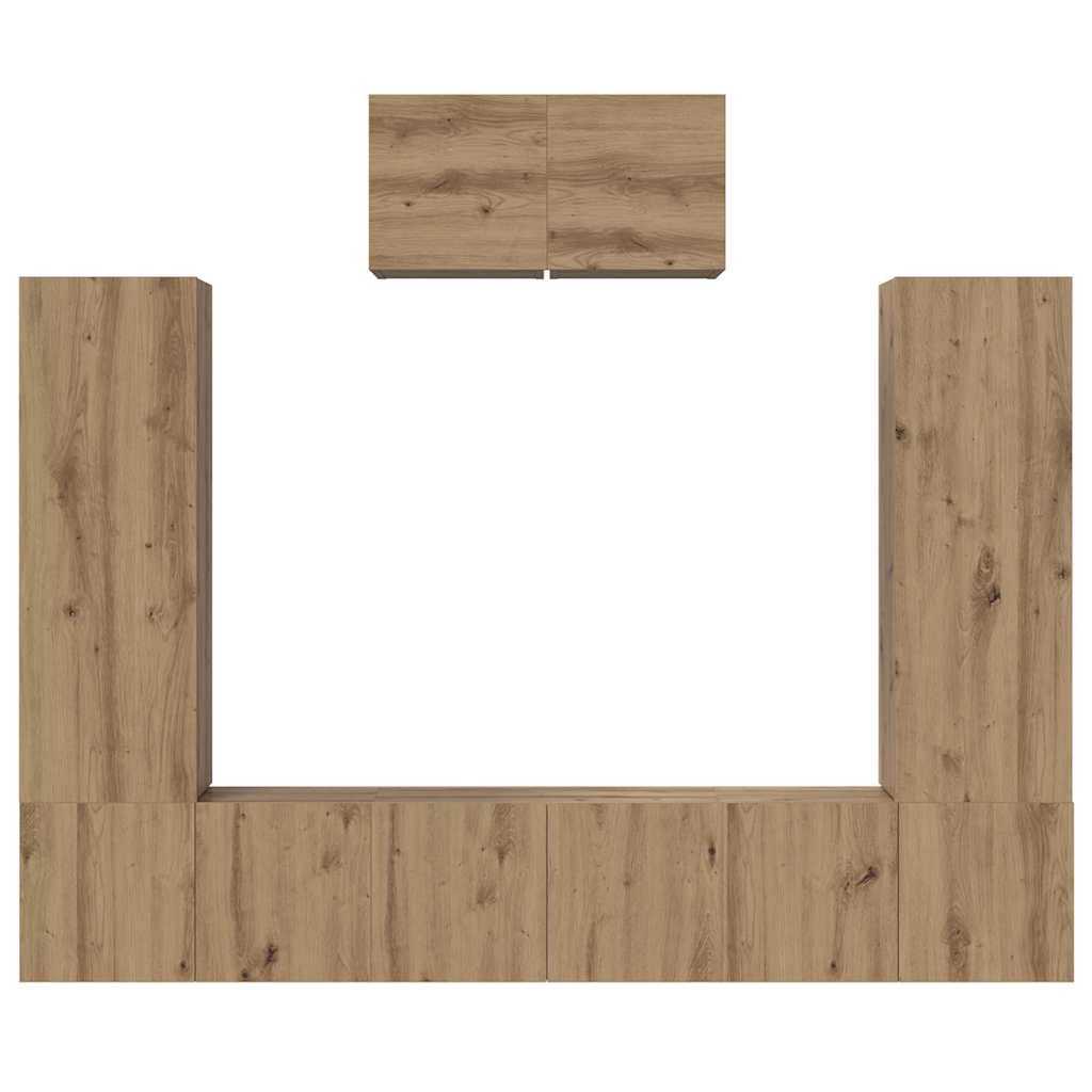 TV-Möbel-Set 7 pcs Eiche handwerklich 180 x 30 x 120 cm