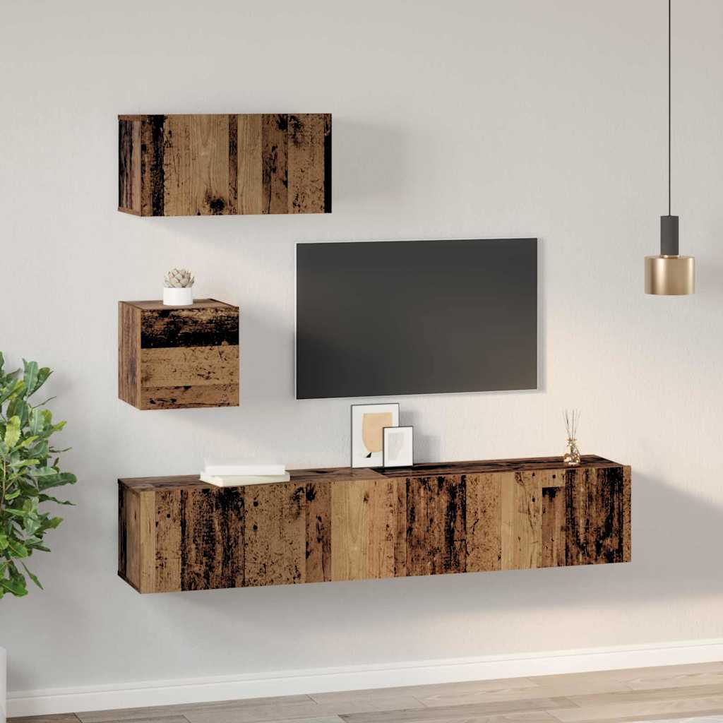 Wand TV Schrank 4 pcs Altholz 80 x 30 x 30,5 cm Holzwerkstoff