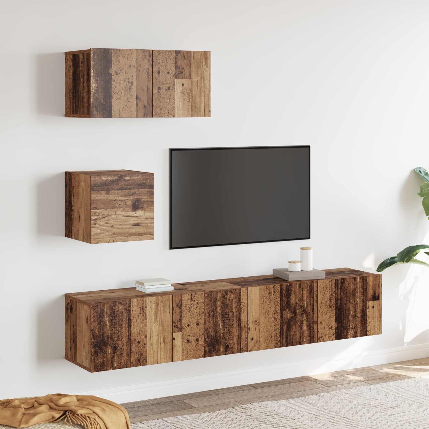 TV-Schrankset Wandmontiert 3 pcs Altholz Holzwerkstoff