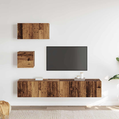 TV-Schrankset Wandmontiert 3 pcs Altholz Holzwerkstoff