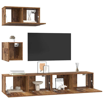 Wand TV Schrank 4 pcs Altholz 80 x 30 x 30,5 cm Holzwerkstoff